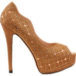 Sparkle Rhinestones Bronze Shimmer Peep Toe Women's Stiletto Pump