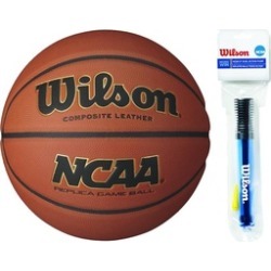 Wilson 28.5-Inch NCAA Replica Game Basketball with 6" Clear Pump