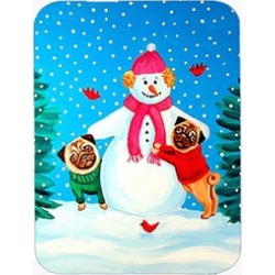 Carolines Treasures 7115LCB Snowman with Pug Glass Cutting Board