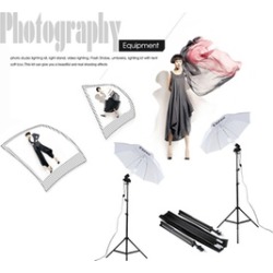 Kshioe Spiral Shape 45W 3Lights 33" White & Silver Black Umbrellas 3 Holders Sets