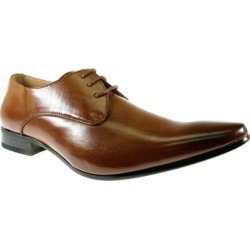 Men's Brown Derby Pointy Toe Oxford Lace Up Dress Shoes 98101