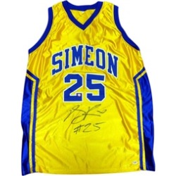 Autographed Derrick Rose Simeon High School Yellow Custom Jersey