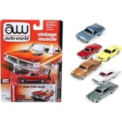 Autoworld 64042A 1 by 64 Diecast Muscle Cars Release 5A Premium Licensed Set Of