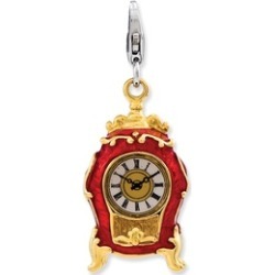 Sterling Silver 3-D Enameled House Clock w/Lobster Clasp Cham