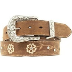 Ariat A1510202-XL 1.5 in. Womens Floral Embroidered Rhinestone Belt Brown - Extr