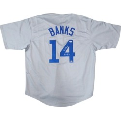 Autographed Ernie Banks Chicago Cubs Gray Custom Jersey
