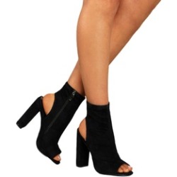 Women's Chunky Block High Heel Sandals Open Toe Ankle Boots Zip Shoes
