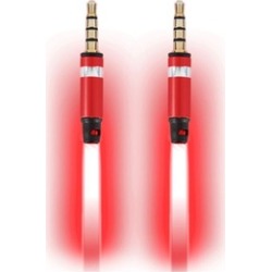 Electroluminescent Audio Response Light up Stereo Audio Cable Red