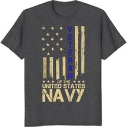 Patriotic U.S. Navy Veteran Line American Flag T-Shirt