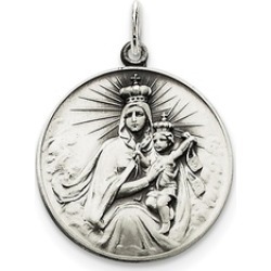 Sterling Silver Antiqued Our Lady of the Holy Scapular Medal