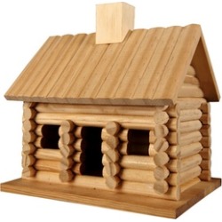 Superior Log Cabin Style Decorative Birdhouse Made of Natural Wood