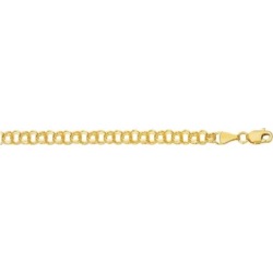 14kt Yellow Gold Diamond Cut Double Link Charm Bracelet