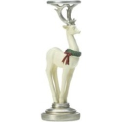 Classic Soft White Reindeer Candleholder Stand Holiday Decor 12" tall
