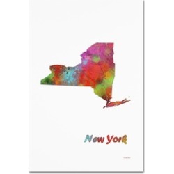 Marlene Watson 'New York State Map' Canvas Art