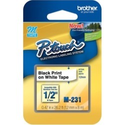 Brother M231 1/2-Inch Black on White Tape for P-Touch Labeler