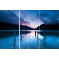 Split Canvas Art Set 12"x24" 3 Pieces Dock At Dusk