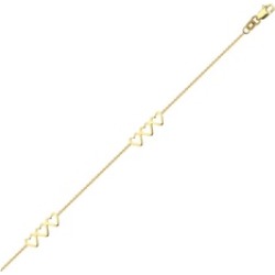 Anklet, 10" Inches 14Kt Gold Heart Anklet