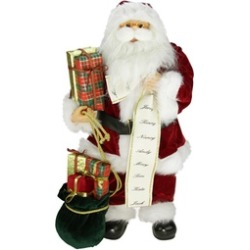 24" Traditional Santa Holding List and Gift Bag Christmas Figure