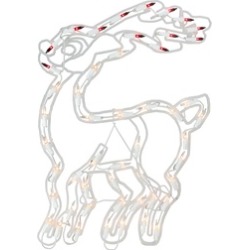 17.5" Clear & Red Lighted Reindeer Christmas Window Silhouette D"cor