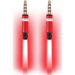 Electroluminescent Audio Response Light Up Stereo Audio Cable Red