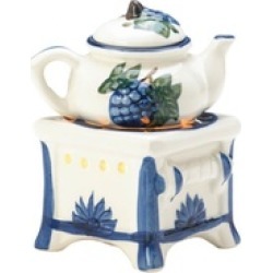 White and Blue Teapot Frangrance Oil Warmer uses Tealight Candle