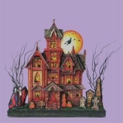 17.5" Battery LED Lighted Spooky Glittered Halloween House Decoration
