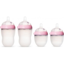 Comotomo 5 oz and 8 oz Baby Bottles, 4 Pack (Pink)
