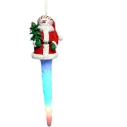 LED Lighted Snowman In Santa Hat Icicle Christmas Ornament