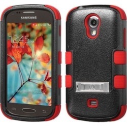 Insten Hybrid Rubberized Case w stand For Galaxy LightSilver Red
