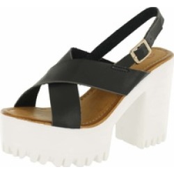 Red Circle Women's Winnie White Platform Criss Cross Sling Back