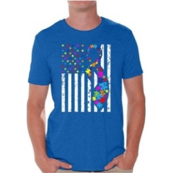Autism Shirts Men Autism Awareness American Flag Autism Ribbon
