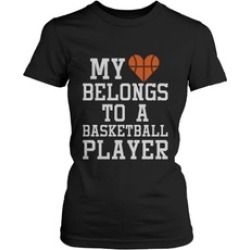Heart Basketball Player Women's T-Shirts Black Graphic Tee