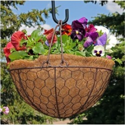 Sunnydaze Eggshell Hanging Flower Basket w/ Coco Liner, 14 Inch Diameter