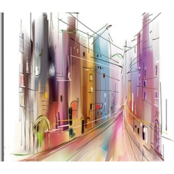 Road in City Illustration Art - Cityscape Canvas Art Print