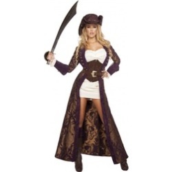 Roma 6pc Decadent Pirate Diva Dress Long Brocade Jacket Deluxe Costume