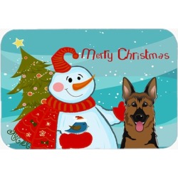Carolines Treasures BB1831LCB Snowman With German Shepherd Glass Cutting Board