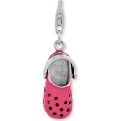 Sterling Silver Rhodium-Plated 3-D Enameled Shoe Lobster Clasp Charm