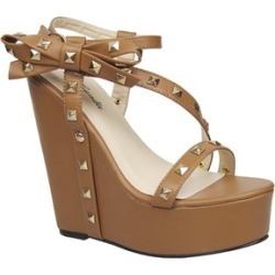 Studded Bows Strappy Open Toe Platform Wedge Sandal