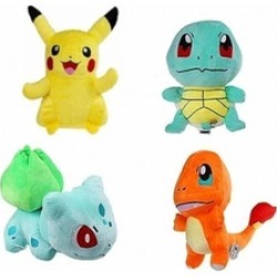New 4 Pcs Set Pokemon Pikachu Bulbasaur Squirtle Charmander Plush Toy