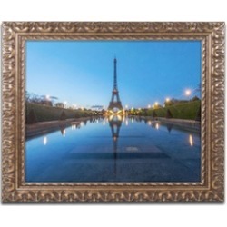 Mathieu Rivrin 'Blue Hour in Front of the Eiffel Tower' Ornate Framed