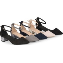 Journee Collection Womens Pointed Toe Ankle Strap Glitter Heels