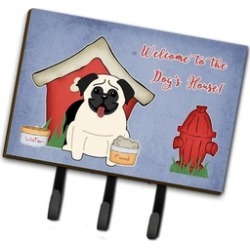 Carolines Treasure BB2758TH68 Dog House Collection Pug Cream Leash or Key Holder