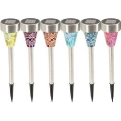 6pcs Garden Outdoor LED Solar Power Mosaic Landscape Path Lamp Yard