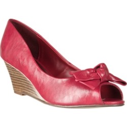Riverberry Women's 'Network' Knot-detail Peep Toe Wedges, Red