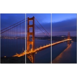 Split Canvas Art Set 12"x24" 3 Pieces Golden Gate Bridge
