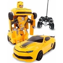RC Transforming Robot Sports Car Remote Control Yellow Toy for Kids