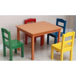 5 Piece Play Room Furniture Wood Kids Table and 4 Chairs Set Multi Colors 5 Piece Play Room Furniture Wood Kids Table and 4 Chairs Set Multi Colors