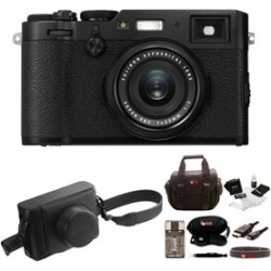 Fujifilm X100F Digital Camera (Black) with Leather Case and Accessories Bundle