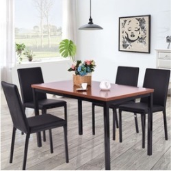 5 PCS Dining Table Set 4 PU Leather Chairs Home Kitchen Breakfast Furniture 5 PCS Dining Table Set 4 PU Leather Chairs Home Kitchen Breakfast Furniture