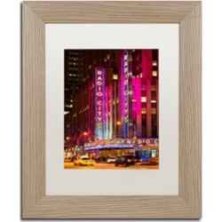 Philippe Hugonnard 'Night Walk in Manhattan' Birch Framed Art